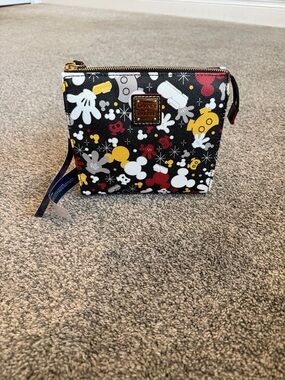 Dooney & Bourke Black Multicolor Mickey Print Zip Wristlet
